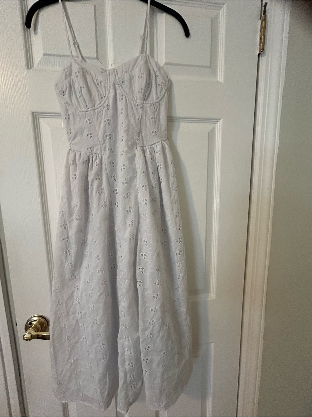 Jessica Simpson White Eyelet Spaghetti-Strap Midi Dress